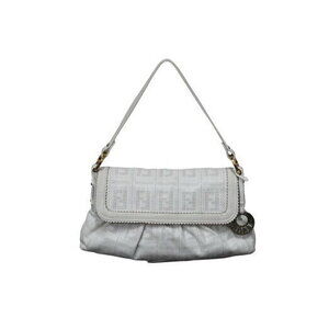 FENDI Hobo Shoulder Chef Bag Patching White Leather